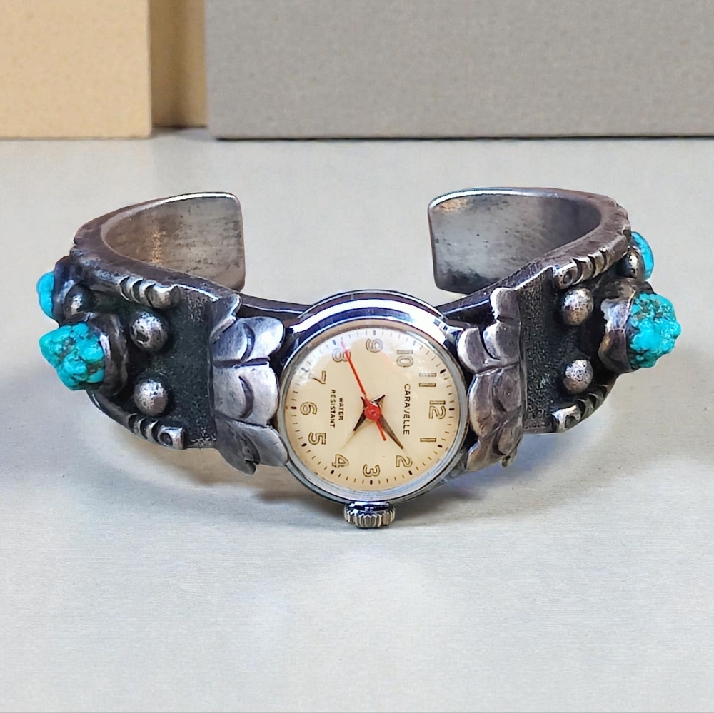Vintage 74g. Sterling Navajo turquoise watch